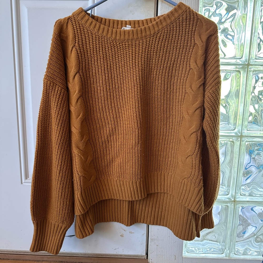 Sienna Sky Mustard Cable Knit Sweater